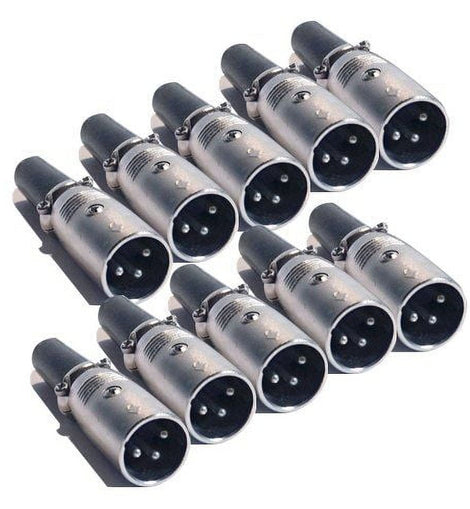 MR DJ XLRMH10 10 3-Pin XLR Male Connector Heads for Audio Microphone & DMX Cable Applications