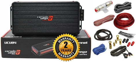 Cerwin Vega VCU84 Compact/Micro 4 Channel Car Amplifier Class D+ 4G Amp Kit
