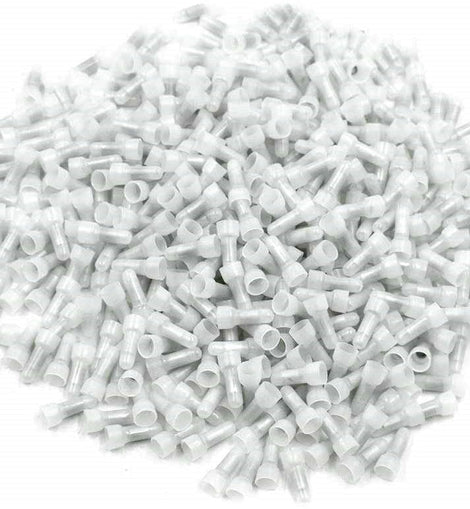 1000 White Crimp Cap Connectors Nylon Closed Ends Snow Caps
