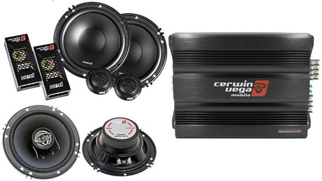 Cerwin Vega CVP1600.4D 1600W Amp + 2 XED650C Component Speakers