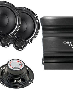 Cerwin Vega CVP1600.4D 1600W Amp + XED650C Component + XED-62 6.5" Speakers