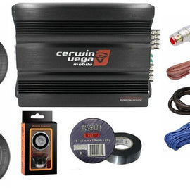 Cerwin Vega CVP1600.4D 1600W 4-Ch + 2 Pioneer TS-G1620 6.5" Speaker + Amp Kit + Mobile Bracket & Tape