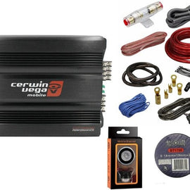 Cerwin Vega CVP1600.4D 1600 Watts 4-Channel Class-D Amplifier + Amp Kit + Mobile Bracket & Tape