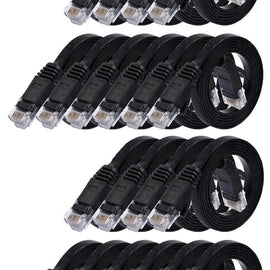 20 Cat6a Ethernet Network Patch Cable RJ45 23AWG 600M Solid Copper Wire 3' Black
