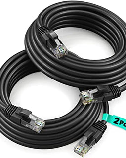 2 Cat6a Ethernet Network Patch Cable RJ45 23AWG 600Mh Solid Copper Wire 3' Black
