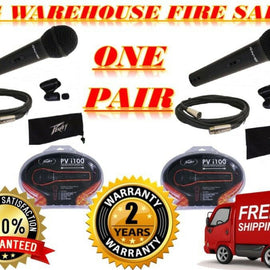 2 Peavey PVI100XLR Wired Dynamic Cardioid Vocal Microphone+Case+Mic Clip + Cable