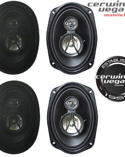 4 Cerwin Vega XED693 6x9" 3-Way Coaxial Car Speakers 350W Bundle