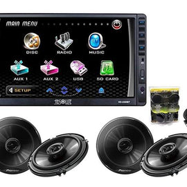 Absolute DD2200BT Double Din DVD, CD, MP3 Multimedia DVD Player Receiver W/ Pioneer 2 Pair of Pioneer TS-G1645R 6.5" & TW600