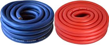 50 FEET PREMIUM 0 GAUGE BLUE & RED POWER + GROUND WIRE CABLE 1/0 GAUGE CAR AUDIO
