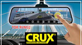 Crux TDR-RVM32 Rear-View Mirror with Front and Rear Camera, DVR and GPS Functions