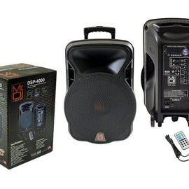 4000W Bluetooth DSP FM Radio USB Portable PA DJ KARAOKE Speaker
