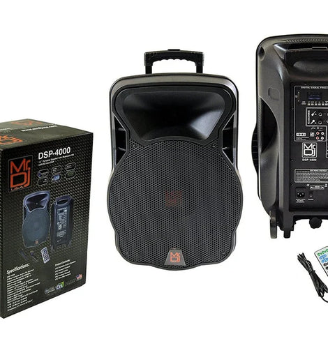 4000W Bluetooth DSP FM Radio USB Portable PA DJ KARAOKE Speaker