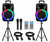 MR DJ PARTY PACK Pair 15" 4500W Powered PA DJ Speakers Active Speaker Stands MIC
