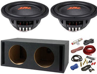 2 DC Sound DSW2500 12" Shallow-Mount Subwoofer 2500W + Ported Box + 4G Amp Kit