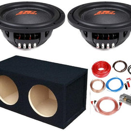 2 DC Sound DSW2500 12" Shallow-Mount Subwoofer 2500W + Enclosure Box + 0G Amp Kit