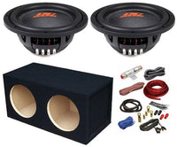 2 DC Sound DSW2000 10" Shallow-Mount Subwoofer 2000W + Enclosure Box + 4G Amp Kit