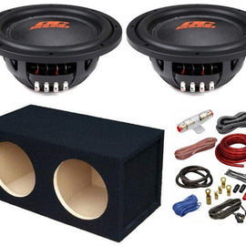 2 DC Sound DSW2000 10" Shallow-Mount Subwoofer 2000W + Enclosure Box + 4G Amp Kit