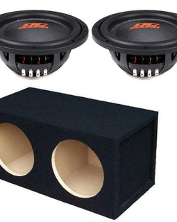 2 DC Sound DSW2000 10" Shallow-Mount Subwoofer 2000W + Ported Box + 8G Amp Kit