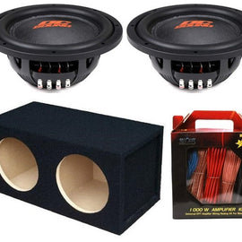 2 DC Sound DSW2500 12" Shallow-Mount Subwoofer 2500W + Enclosure Box + 8G Amp Kit