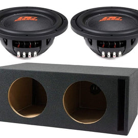 2 DC Sound DSW2500 12" Shallow-Mount Subwoofer 2500W + Ported Box + 0G Amp Kit