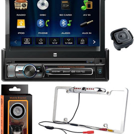 Dual Electronics XDVD176BT 7" LED Backlit Touchscreen LCD Single DIN Car Stereo + Absolute CAM1500S Rear Camera Back up + Magnet Phone Holder