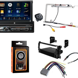 Dual XDVD176BT 7" Touchscreen Single DIN Car Stereo CAM1500S Rear Camera Magnet Phone Holder & Dash Kit for 05-07 Grand Cherokee