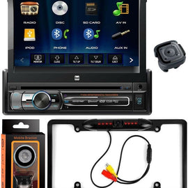 Dual Electronics XDVD176BT 7" LED Backlit Touchscreen LCD Single DIN Car Stereo + Absolute CAM1500 Rear Camera Back up + Magnet Phone Holder