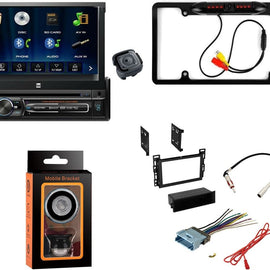 Dual XDVD176BT 7" Touchscreen Single DIN Car Stereo CAM1500B Rear Camera Magnet Phone Holder & Dash Kit for 2005-2009 Pontiac G6