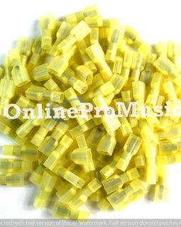 100 Pieces 12 - 10 GA Gauge 12v Yellow Nylon Male Disconnect MDNY250
