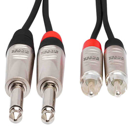 Hosa HPR-005X2, Dual 1/4" TS Male to Dual RCA Male Stereo Interconnect - 5 Feet