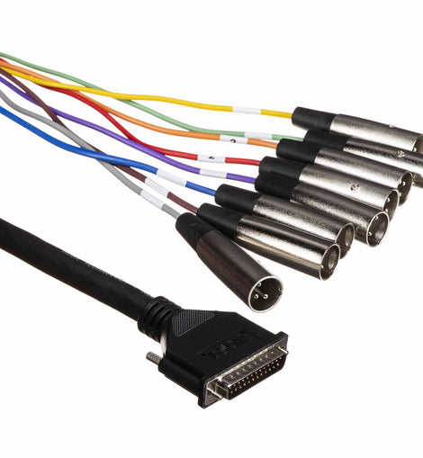 Hosa DTM803 Male DB-25 to 8-Channel Male 3-Pin XLR Snake Cable - 3 m