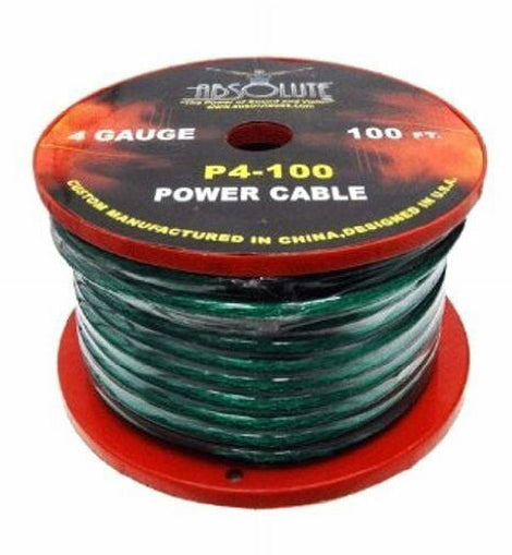 Absolute P4-100GR 100' 4-Gauge Green Copper Mix Power Ground Wire Cable