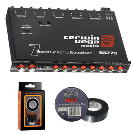 Cerwin Vega EQ770 7-Band Graphic Equalizer with Auxiliary Input+ Free Absolute Electrical Tape+ Phone Holder