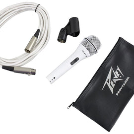 Peavey PVI 2W Cardioid Unidirectional Dynamic Vocal Microphone with XLR Cable - White