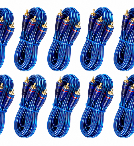 Absolute 10 Pack 17 Feet 2 CH RCA Interconnect Cable Wire for Marine, Car Amplifier Stereo or Home Audio