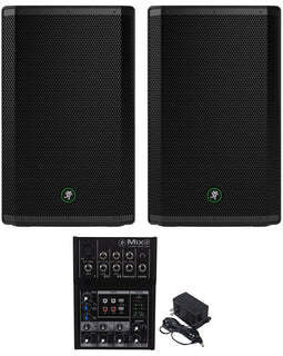 2 Mackie Thrash215 15" 1300 Watt Powered Active DJ PA Speakers + Mix5 Mixer