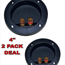 2 PACK SPEAKER ROUND DJ BOX TERMINAL CUP GOLD POST SUBWOOFER CABINET ENCLOSURE