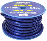 Absolute Premium 2 Gauge 50' Primary Marin Car Audio Battery Power Cable Blue
