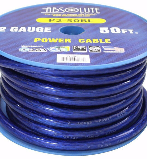Absolute Premium 2 Gauge 50' Primary Marin Car Audio Battery Power Cable Blue