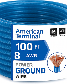 American Terminal ATP8G100BL 8GA 100' Blue Power Ground Wire Car Audio Amplifier Marine Cable