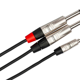 Hosa HMP-010Y Pro Stereo Breakout REAN 3.5 mm TRS to Dual 1/4 in TS - 10 Feet