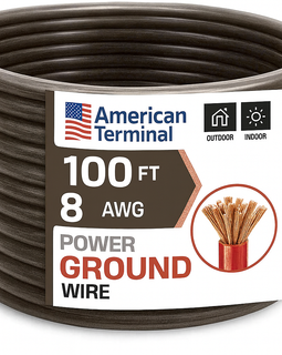 American Terminal ATP8G100BK 8GA 100' Black Power Ground Wire Car Audio Amplifier Marine Cable