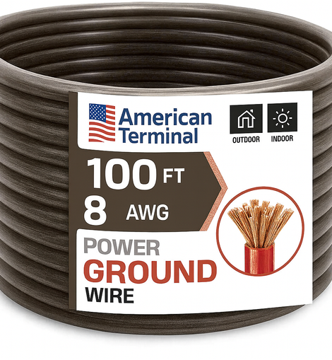 American Terminal ATP8G100BK 8GA 100' Black Power Ground Wire Car Audio Amplifier Marine Cable