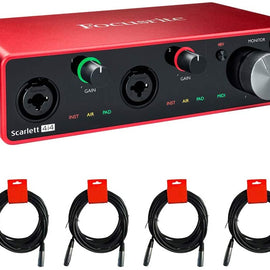 Focusrite Scarlett 4i4 3rd Gen USB Audio Interface with Pro Tools & 4 XLR Cables