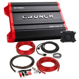 Crunch Ground Pounder GP-1500.1 1500W Max Monoblock Subwoofer Class AB 1500 Watts Car Amplifier with 8 Gauge Amp Kit