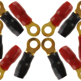 MK Audio KGRT4-10 4 Gauge Crimp Ring Terminals Connectors 10-Pack (Red Black)