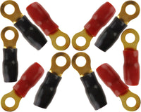 American Terminal TGRT4-10 4 Gauge Crimp Ring Terminals Connectors 10-Pack (Red Black)