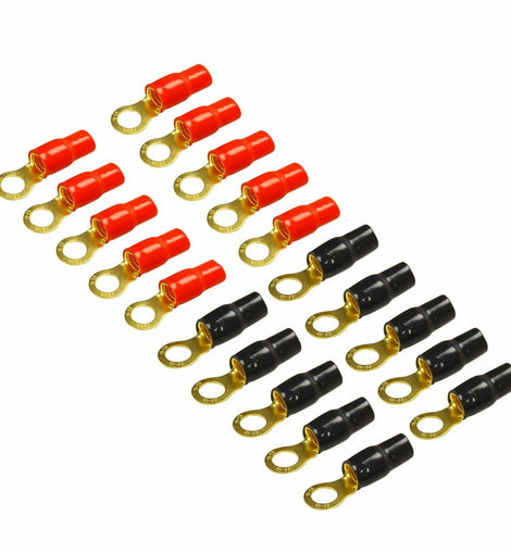 Absolute GRT4-20 4 Gauge Crimp Ring Terminals Connectors 20-Pack (Red Black)