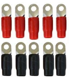 American Terminal GRT0010 1/0 Gauge Crimp Ring Terminals Connectors 10-Pack (Red, Black)