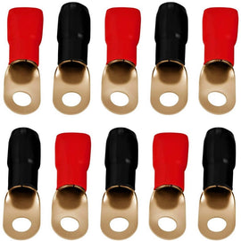 Absolute GRT00-100 1/0 Gauge Crimp Ring Terminals Connectors 100-Pack (Red Black)